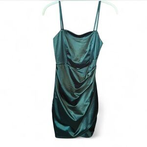 Emerald Sundae Teal Satin Mini Dress